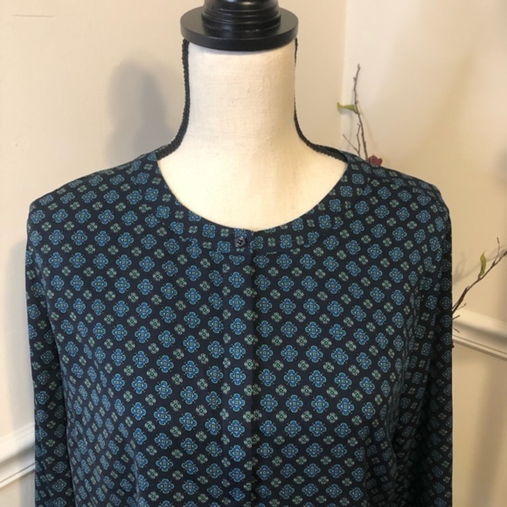 J. Crew Abstract Print 1/2 Button Down Blouse M - image 4